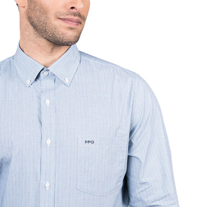 Camisa Hombre Rockefeller Smart Listada Comfort Fit Azul