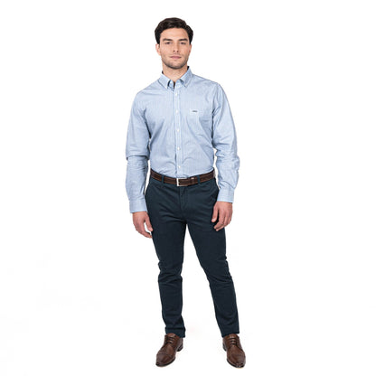 Camisa Hombre Rockefeller Smart Listada Comfort Fit Azul