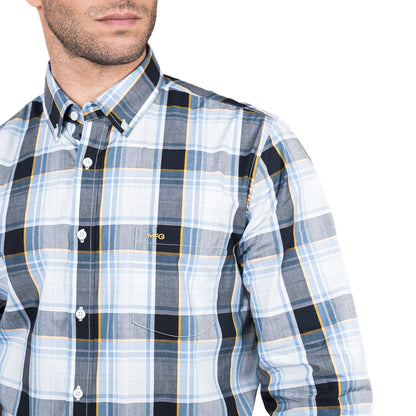 Camisa Hombre Queens Escocesa Regular Fit Azul Oscuro