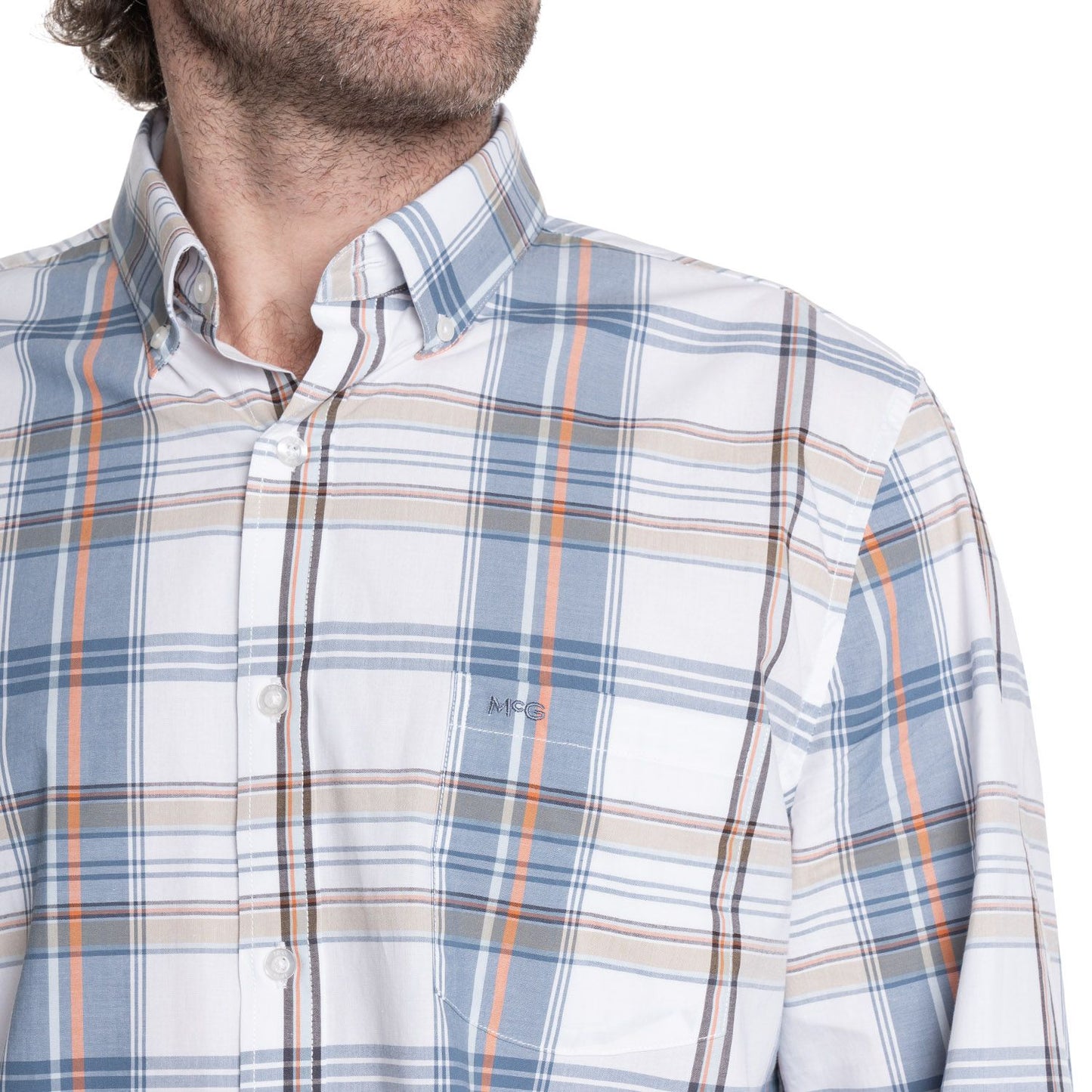 Camisa Hombre Manga Larga Escocesa Queens Terracota