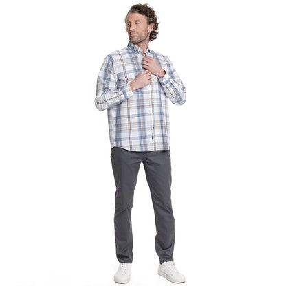 Camisa Hombre Manga Larga Escocesa Queens Terracota