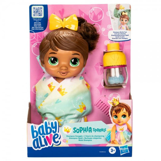 Muñeca Burbujas Relajantes Sophia Sparkle Cabello Castaño