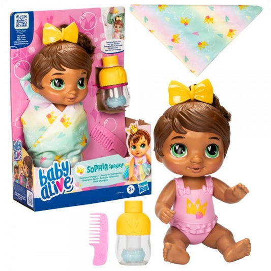 Muñeca Burbujas Relajantes Sophia Sparkle Cabello Castaño