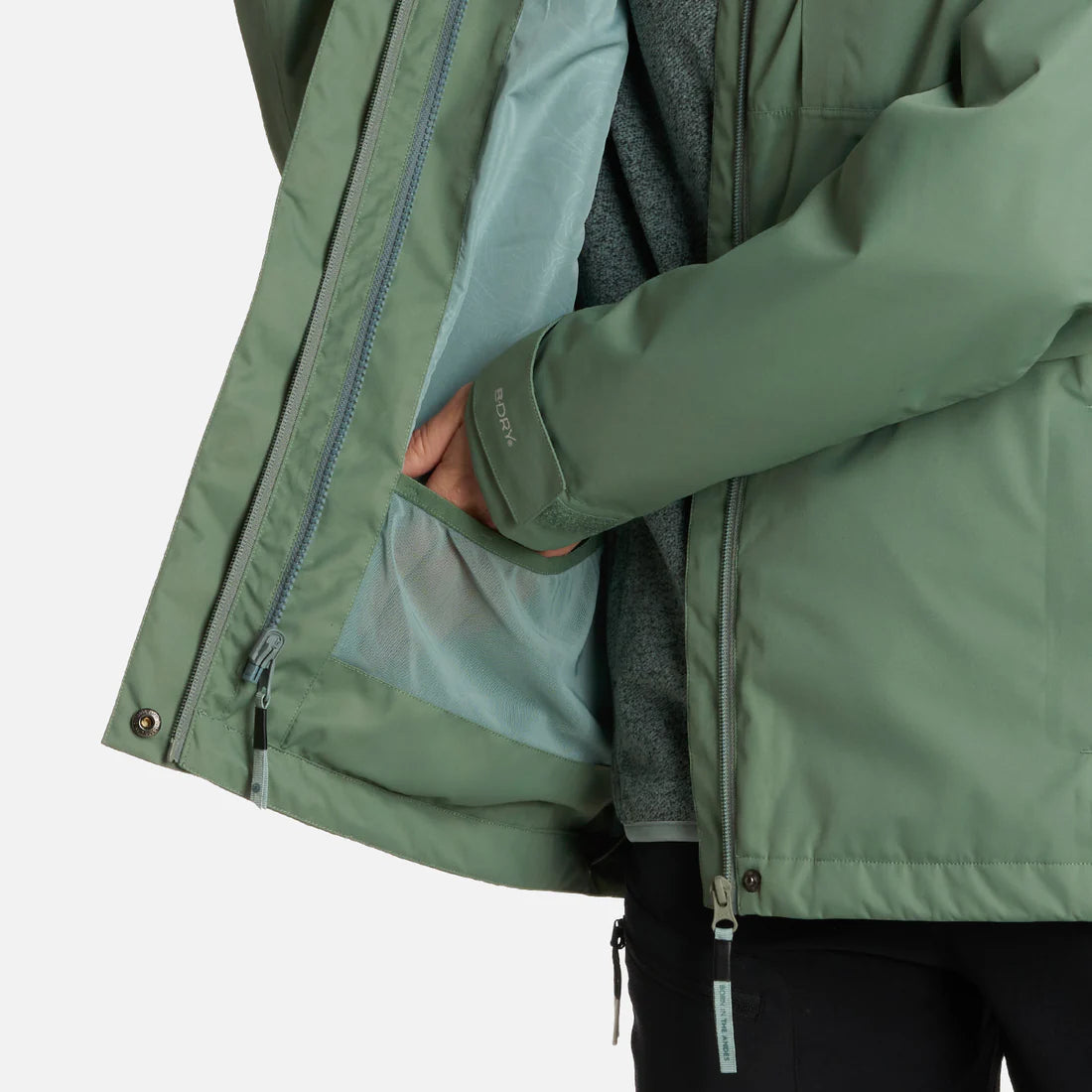 Chaqueta Mujer Tres Cruces Fusion-3 Hoody Jacket Jade Oscuro