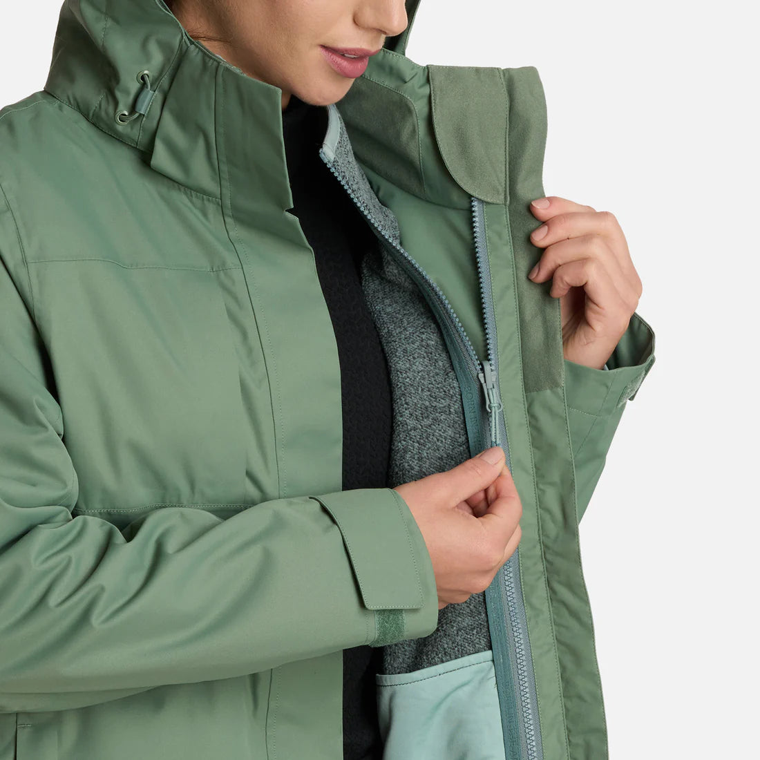 Chaqueta Mujer Tres Cruces Fusion-3 Hoody Jacket Jade Oscuro
