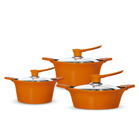 Batería de Cocina Aluminio Fundido Naranja 6 Piezas