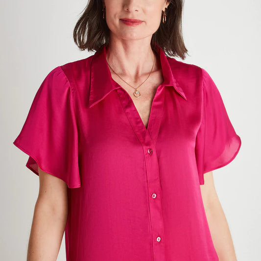 Blusa Mujer Frente Satín Magenta