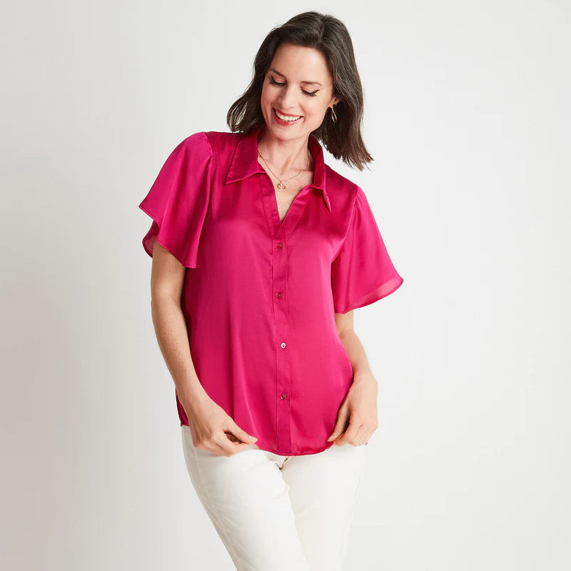 Blusa Mujer Frente Satín Magenta