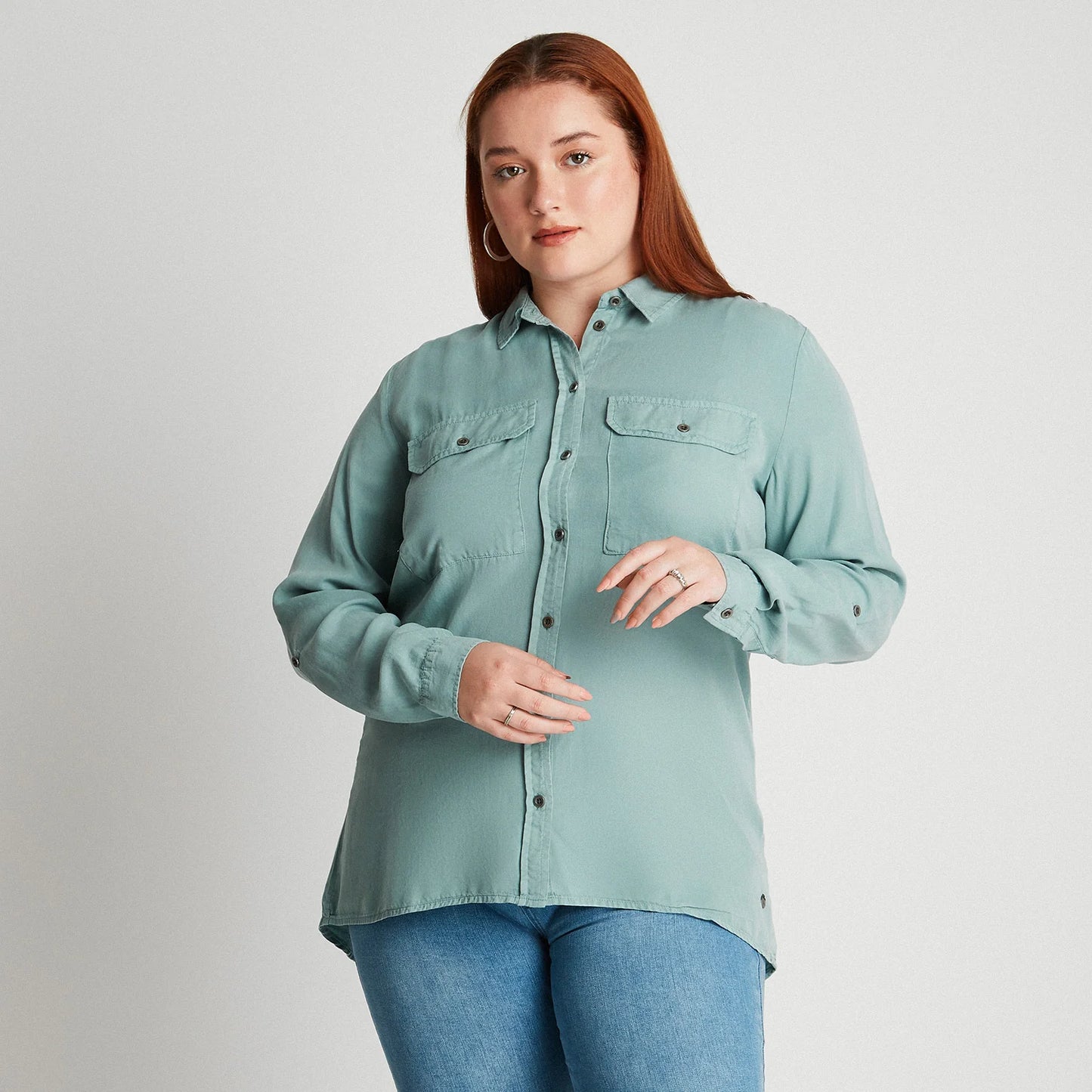 Blusa Mujer Manga Larga Lyocell Menta