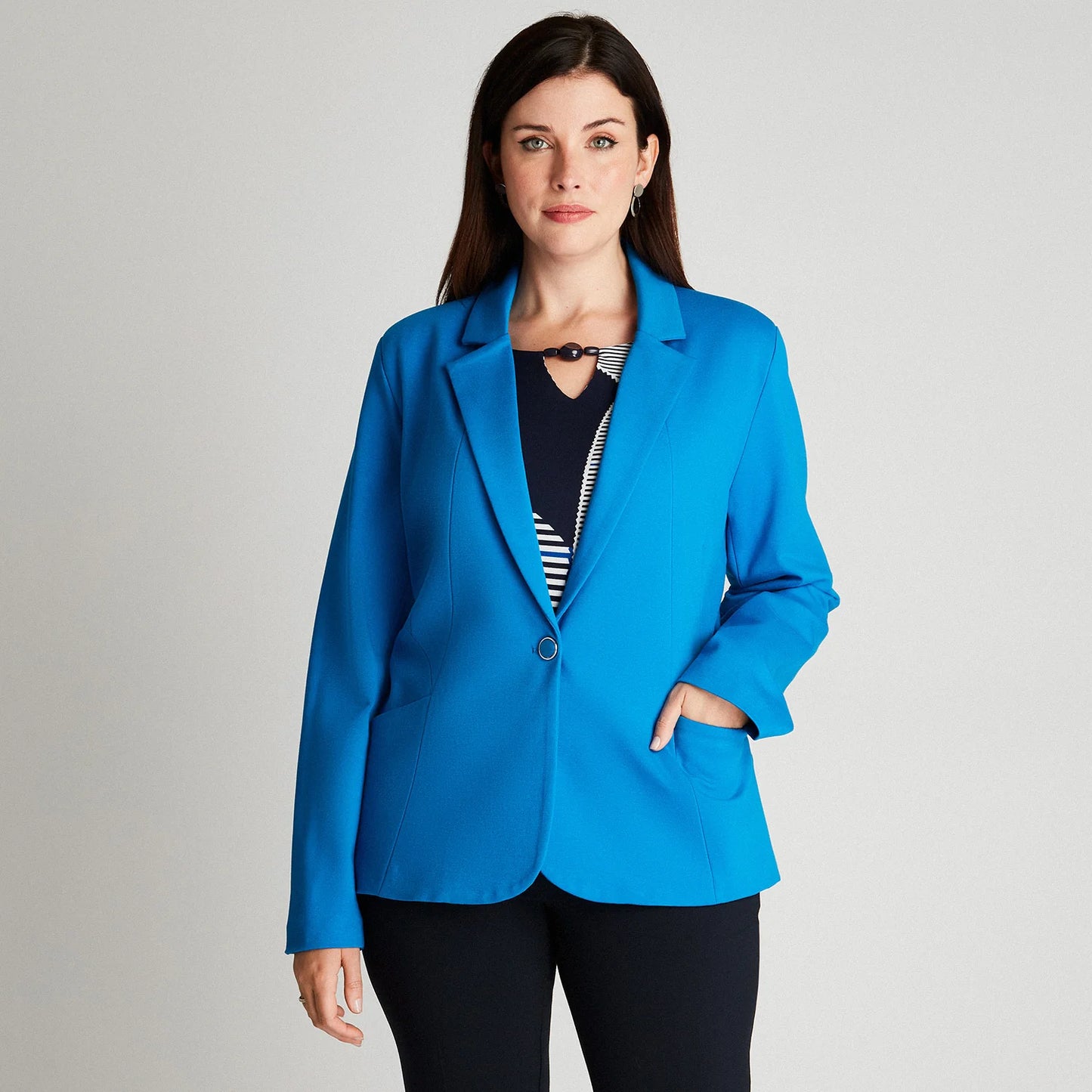 Blazer Mujer Manga Larga Celeste