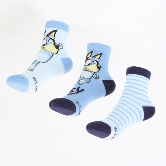 Tripack Calcetines Niño Celeste Rayas