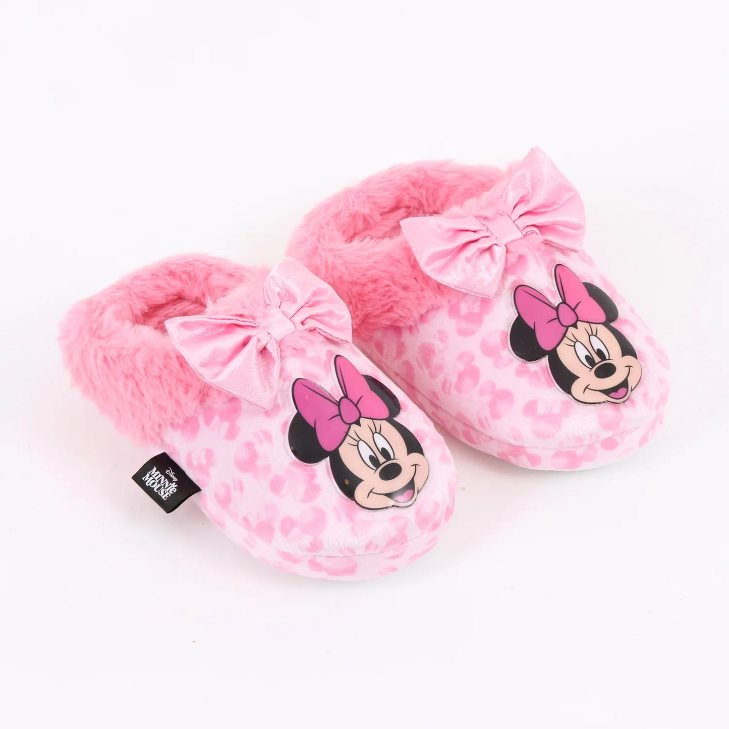 Pantufla Niña Invernal Minnie Mouse Moño Rosado