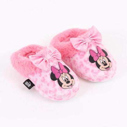 Pantufla Niña Invernal Minnie Mouse Moño Rosado