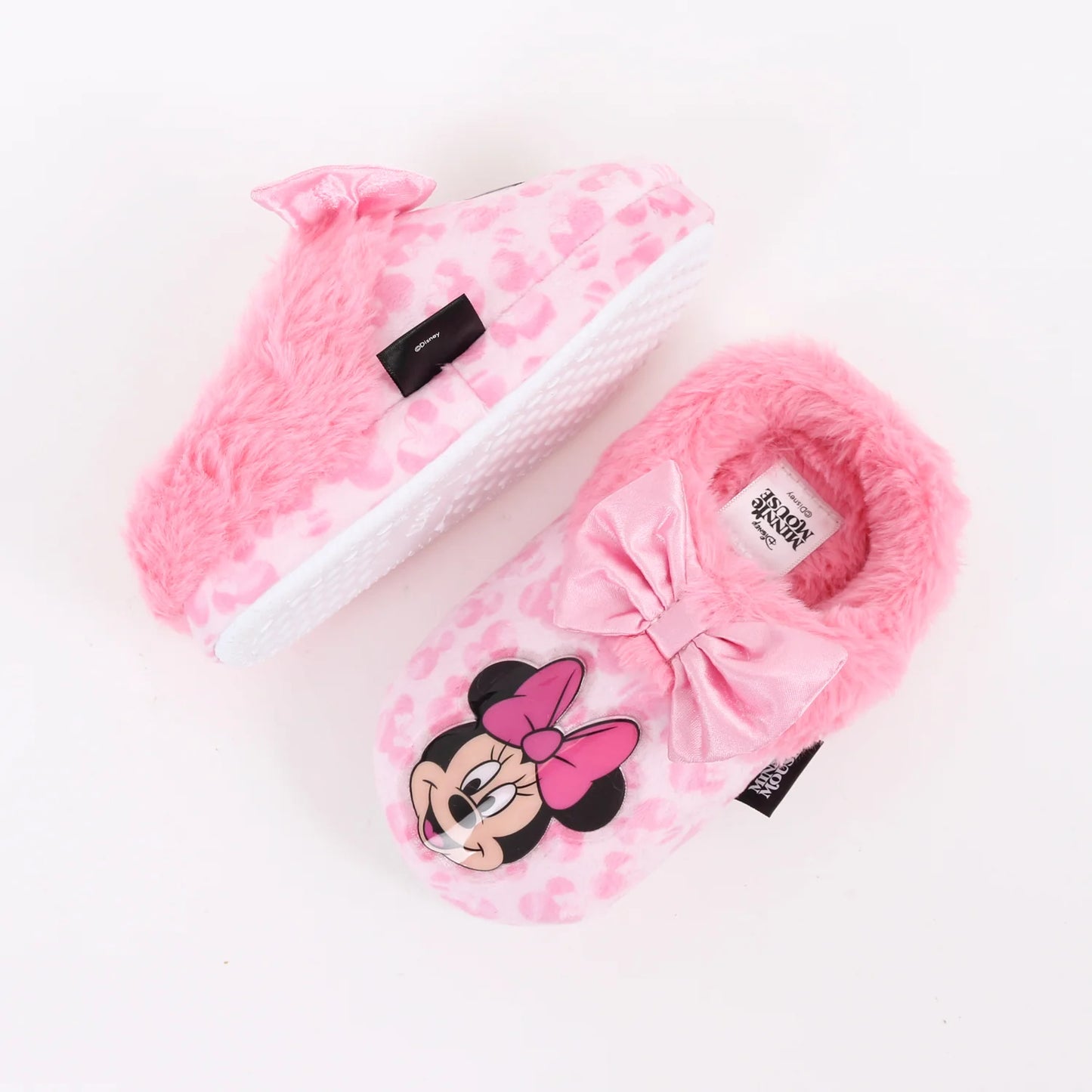 Pantufla Niña Invernal Minnie Mouse Moño Rosado