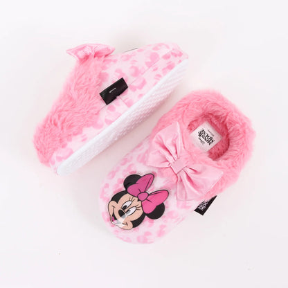 Pantufla Niña Invernal Minnie Mouse Moño Rosado