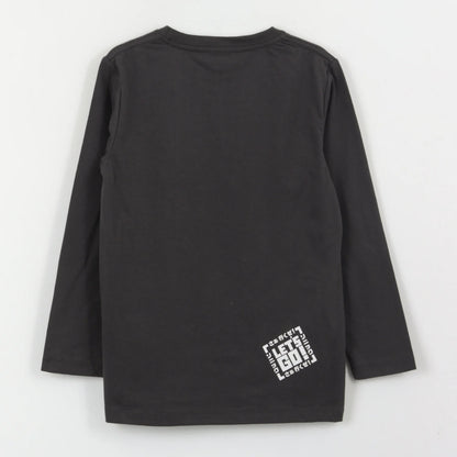 Polera Niño Manga Larga Diseño Lineal Gris