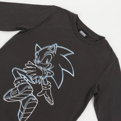 Polera Niño Manga Larga Diseño Lineal Gris