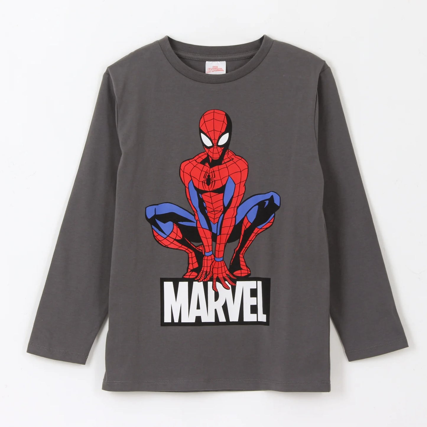 polera-manga-larga-niño-spiderman-pose-gris-
