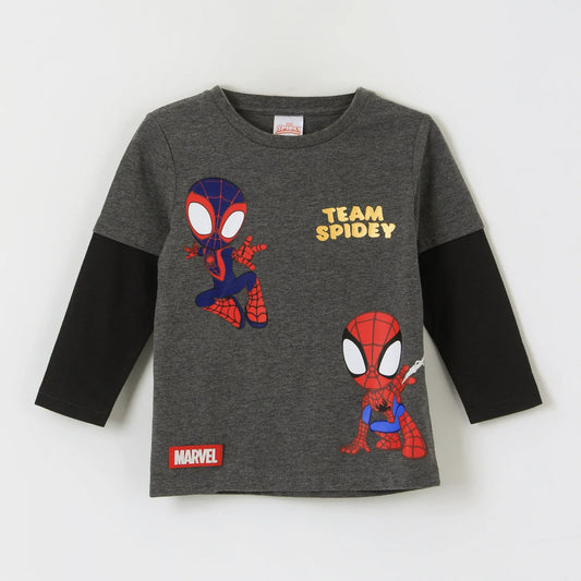 polera-doble-manga-niño-team-spidey-gris-