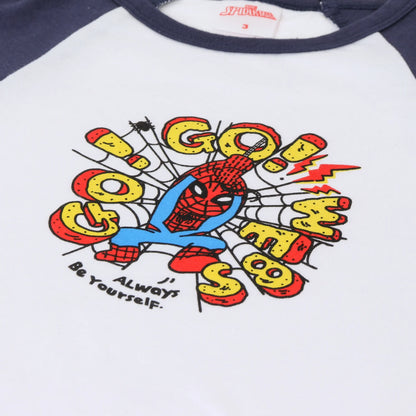 Polera Niño Manga Larga  Go Go Webs Spiderman Blanco