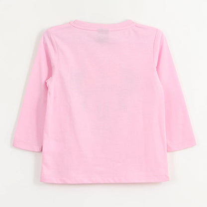Polera Niña Manga Larga Minnie Face Rosado