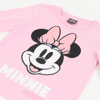 Polera Niña Manga Larga Minnie Face Rosado