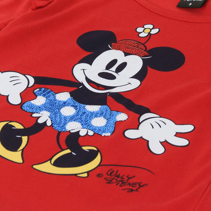 Polera Niña Manga Larga Vuelos Minnie Mouse Rojo