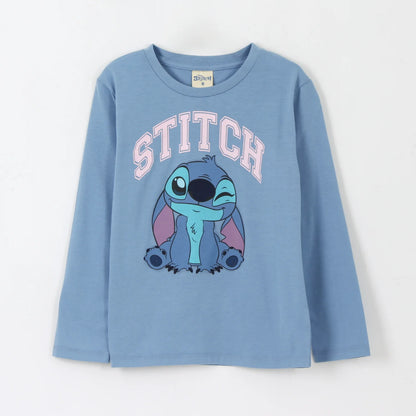 Polera Niña Manga Larga Guiño Lilo & Stitch Azul