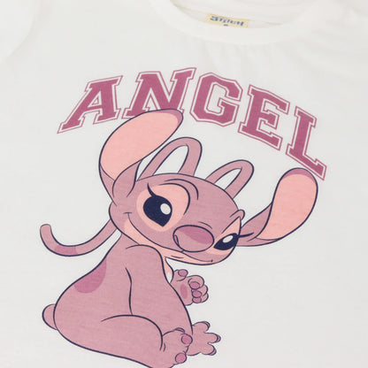 Polera Niña Manga Larga Angel Lilo & Stitch Blanco