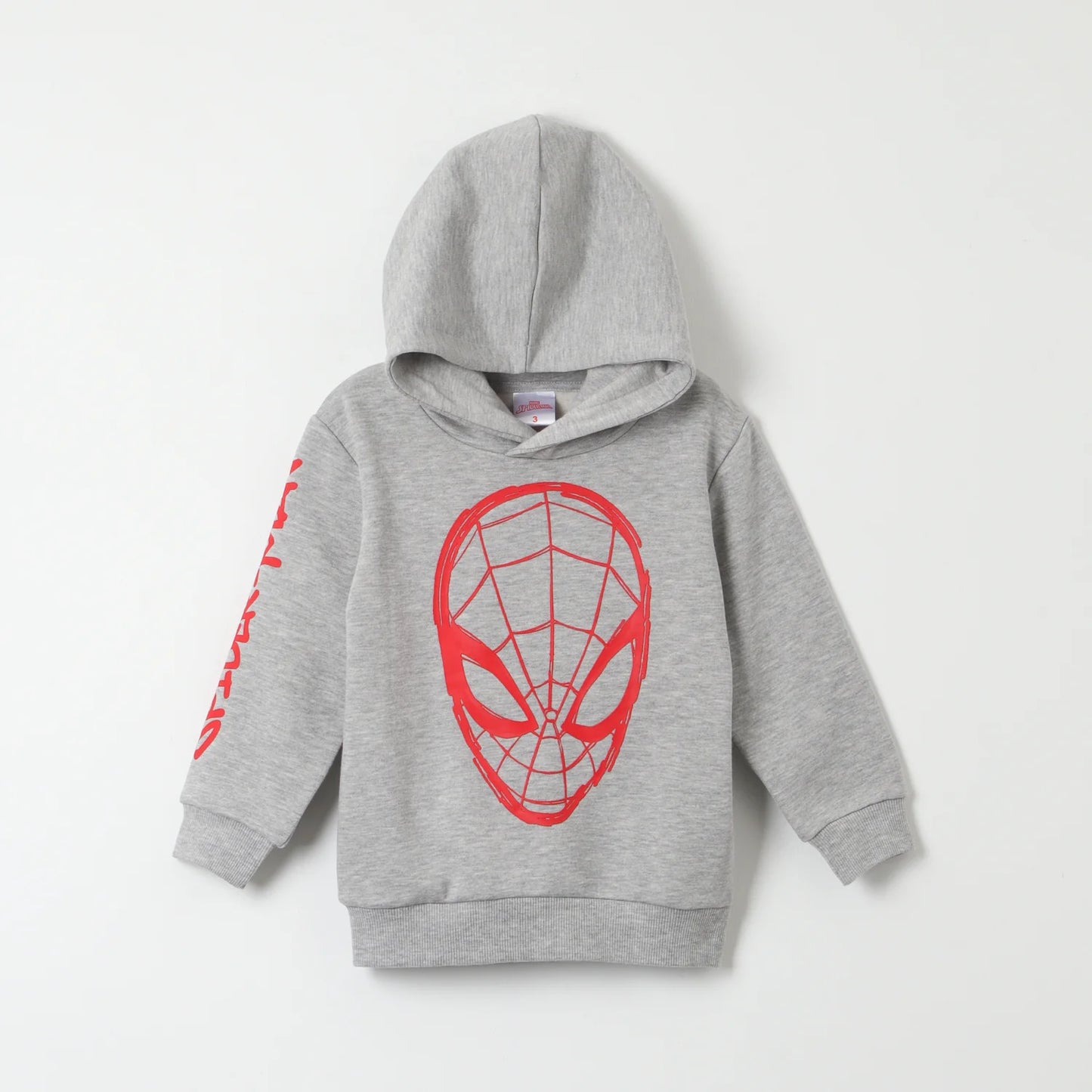Polerón Niño Cerrado Con Gorro  Spiderman Web Gris