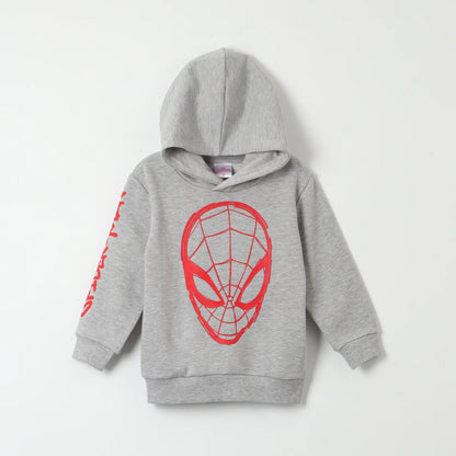 Polerón Niño Cerrado Con Gorro  Spiderman Web Gris