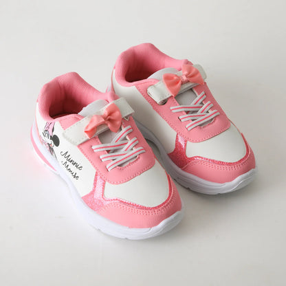 Zapatilla Niña  Luces Velcro Moño Minnie Rosado