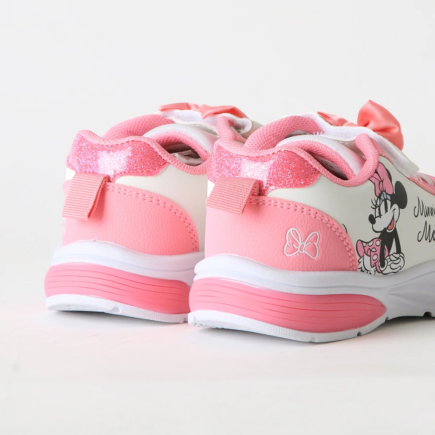 Zapatilla Niña  Luces Velcro Moño Minnie Rosado