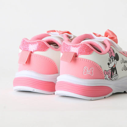 Zapatilla Niña  Luces Velcro Moño Minnie Rosado