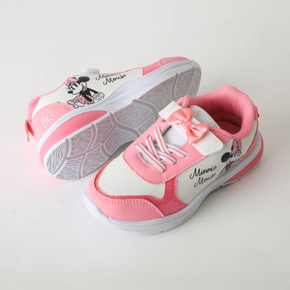 Zapatilla Niña  Luces Velcro Moño Minnie Rosado