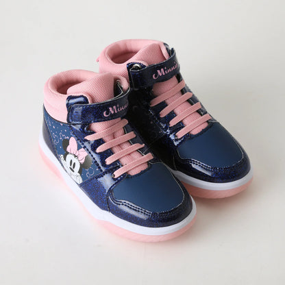 Zapatilla Niña Caña Alta Minnie Luces Azul