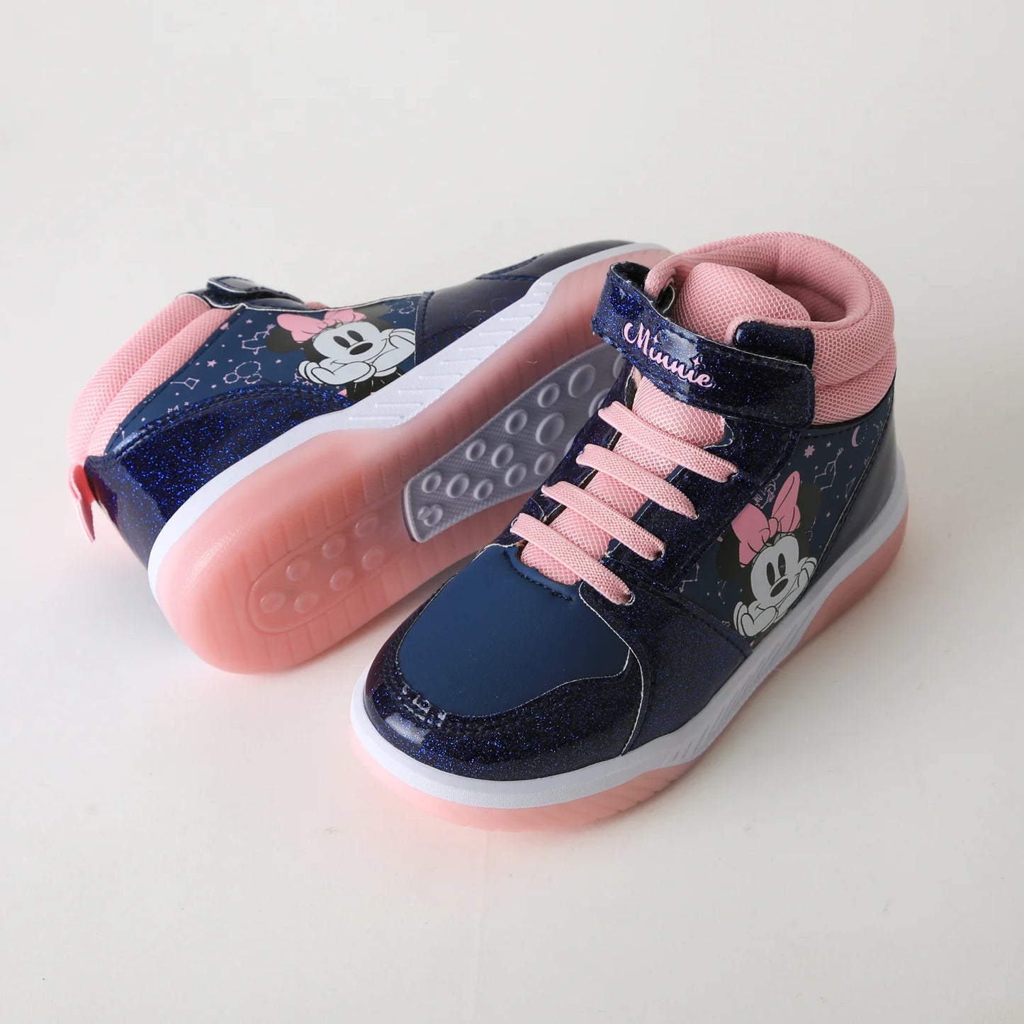 Zapatilla Niña Caña Alta Minnie Luces Azul