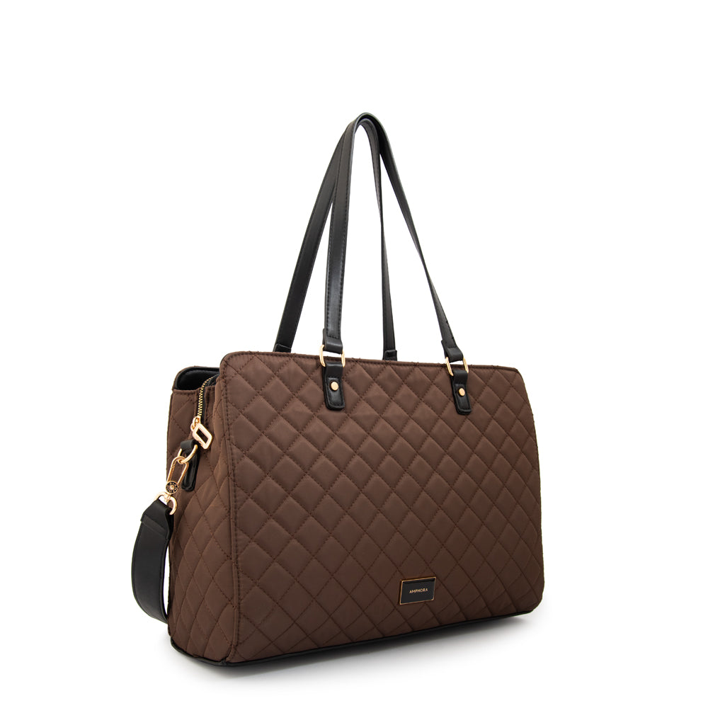 Cartera Tote Porta Notebook Bugi Grande Café Oscuro