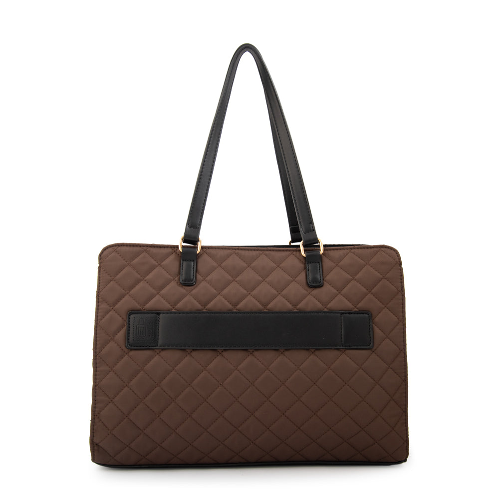 Cartera Tote Porta Notebook Bugi Grande Café Oscuro