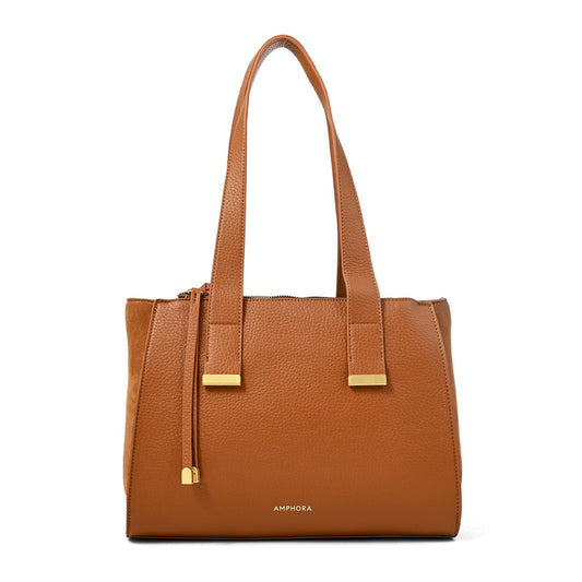Cartera Tote Tres Divisiones Belinda Mediana Camel