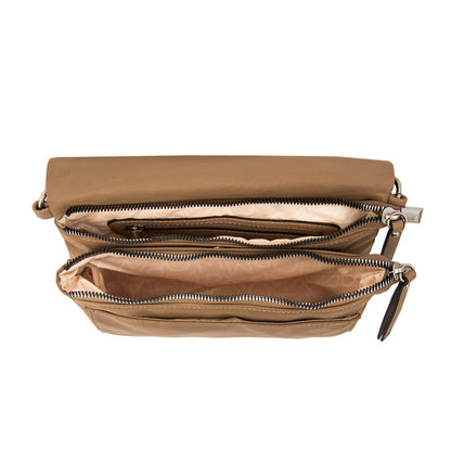 Cartera Bandolera Brenda Mediana Beige Oscuro