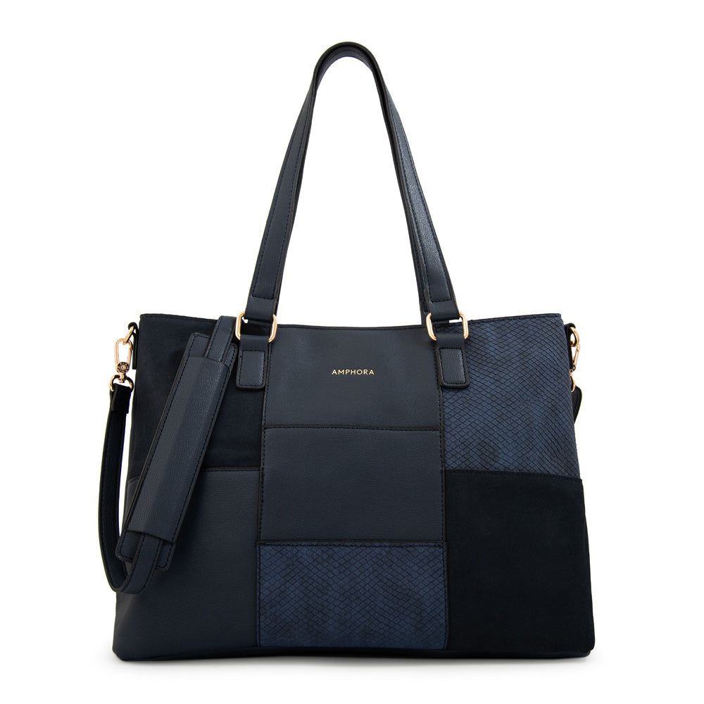 Cartera Tote Tres Divisiones Daranita Mediana Azul Oscuro