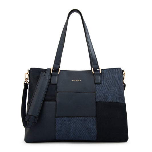 Cartera Tote Tres Divisiones Daranita Mediana Azul Oscuro