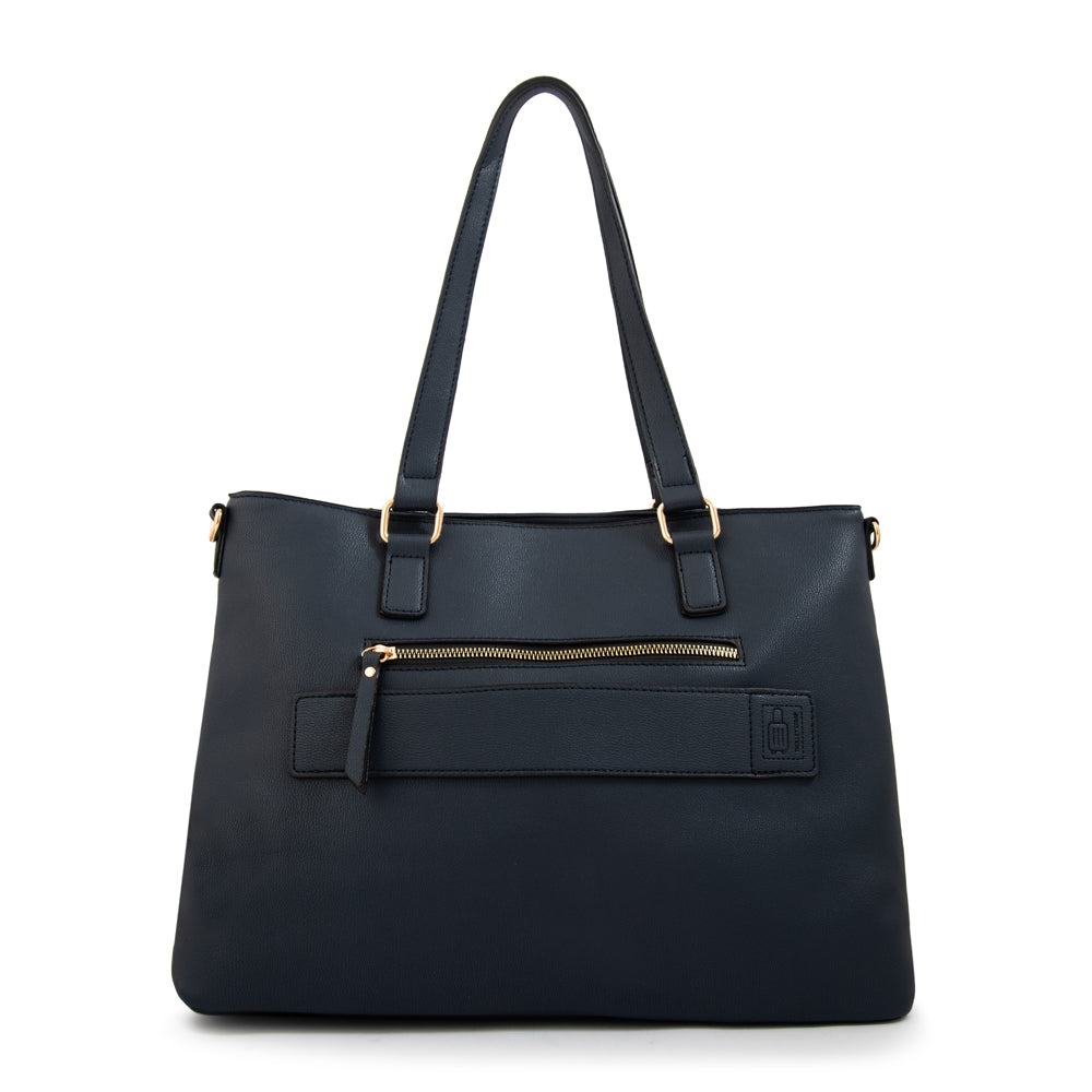 Cartera Tote Tres Divisiones Daranita Mediana Azul Oscuro