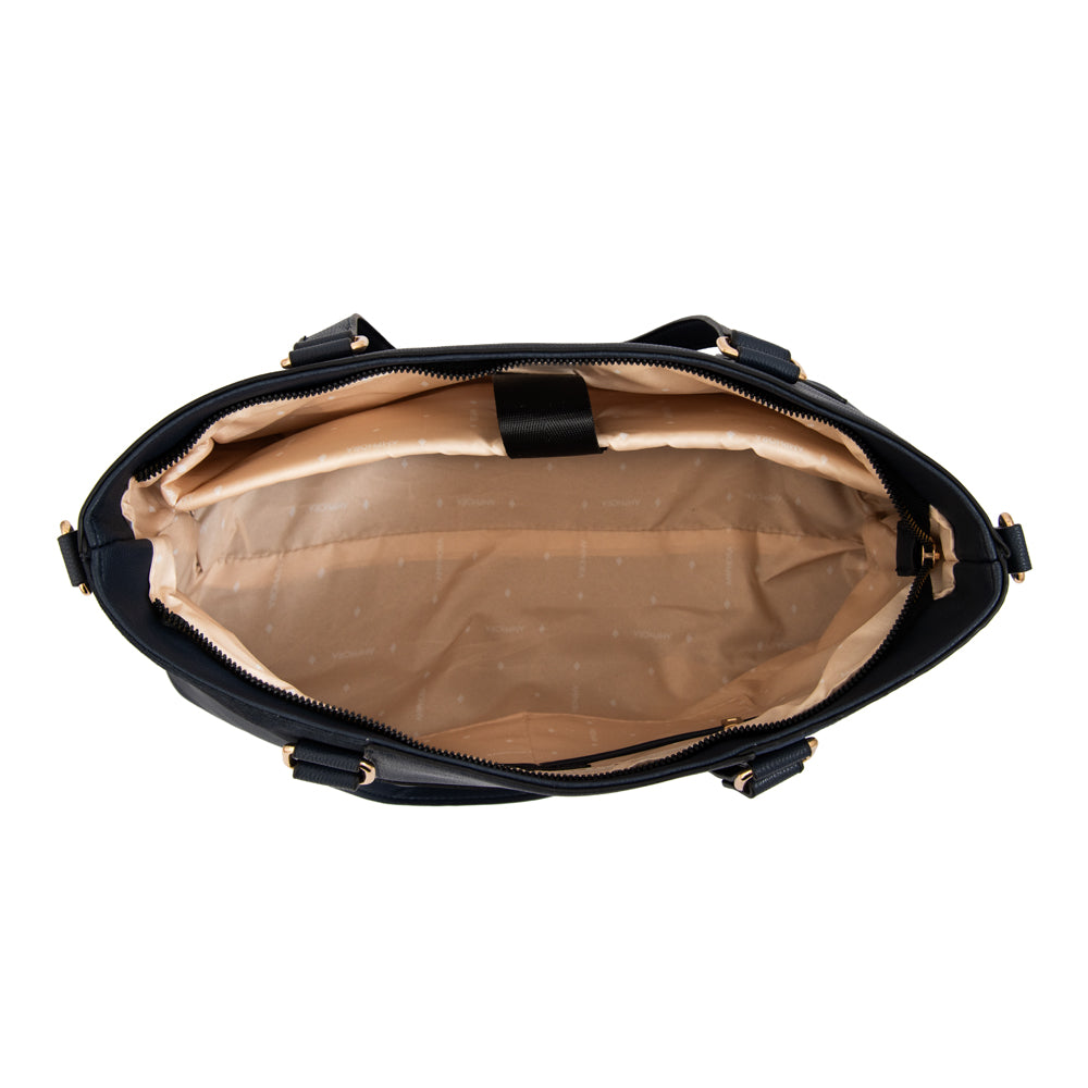 Cartera Tote Tres Divisiones Daranita Mediana Azul Oscuro