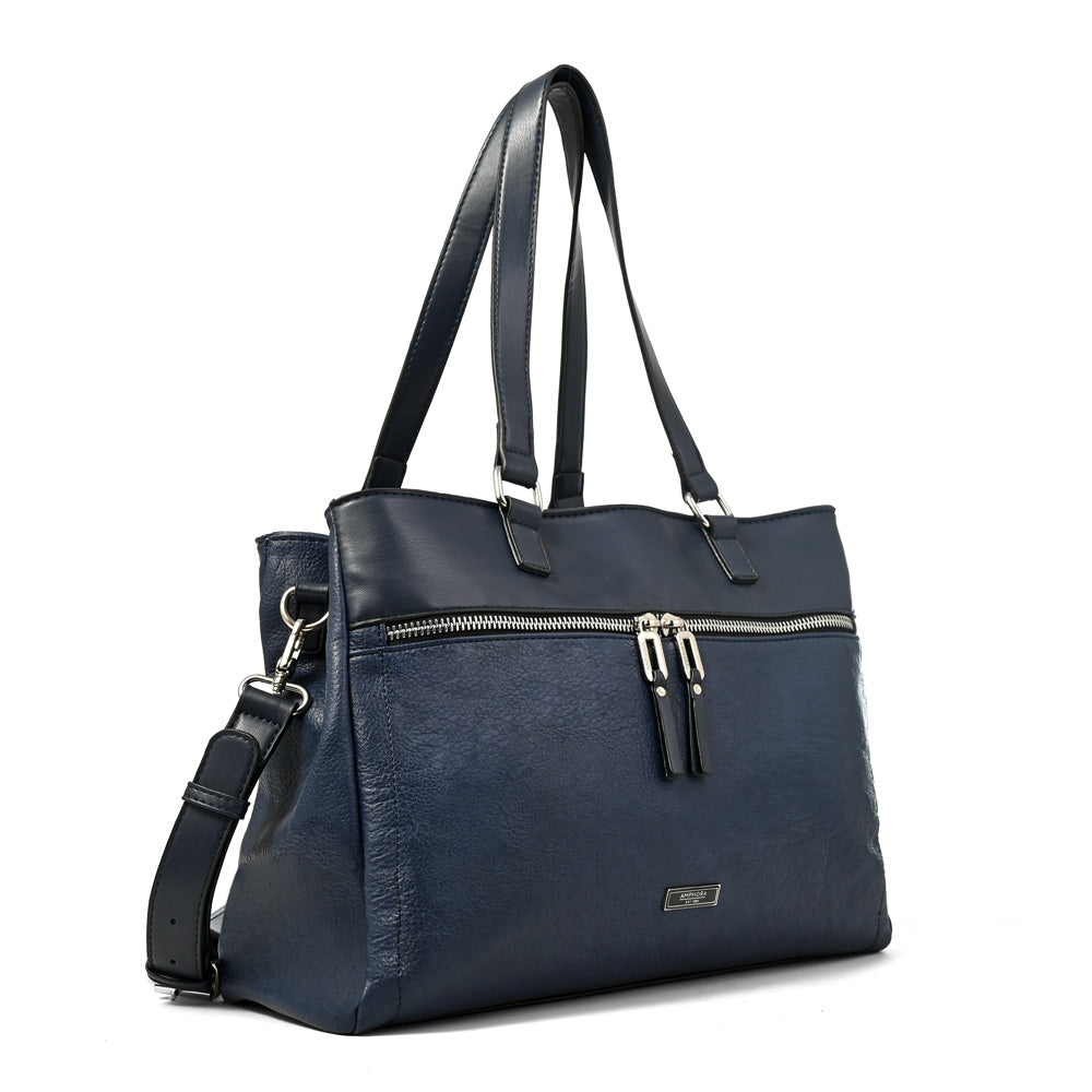 Cartera Tote Porta Notebook Benin Grande Azul Oscuro