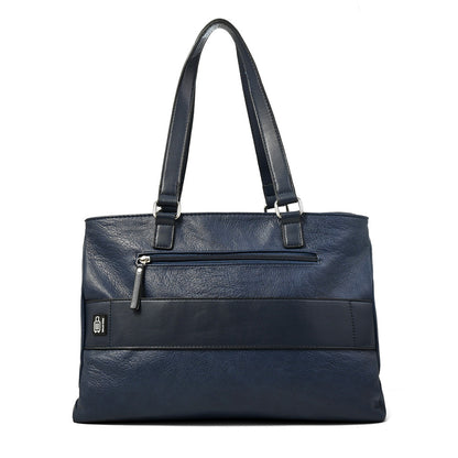 Cartera Tote Porta Notebook Benin Grande Azul Oscuro