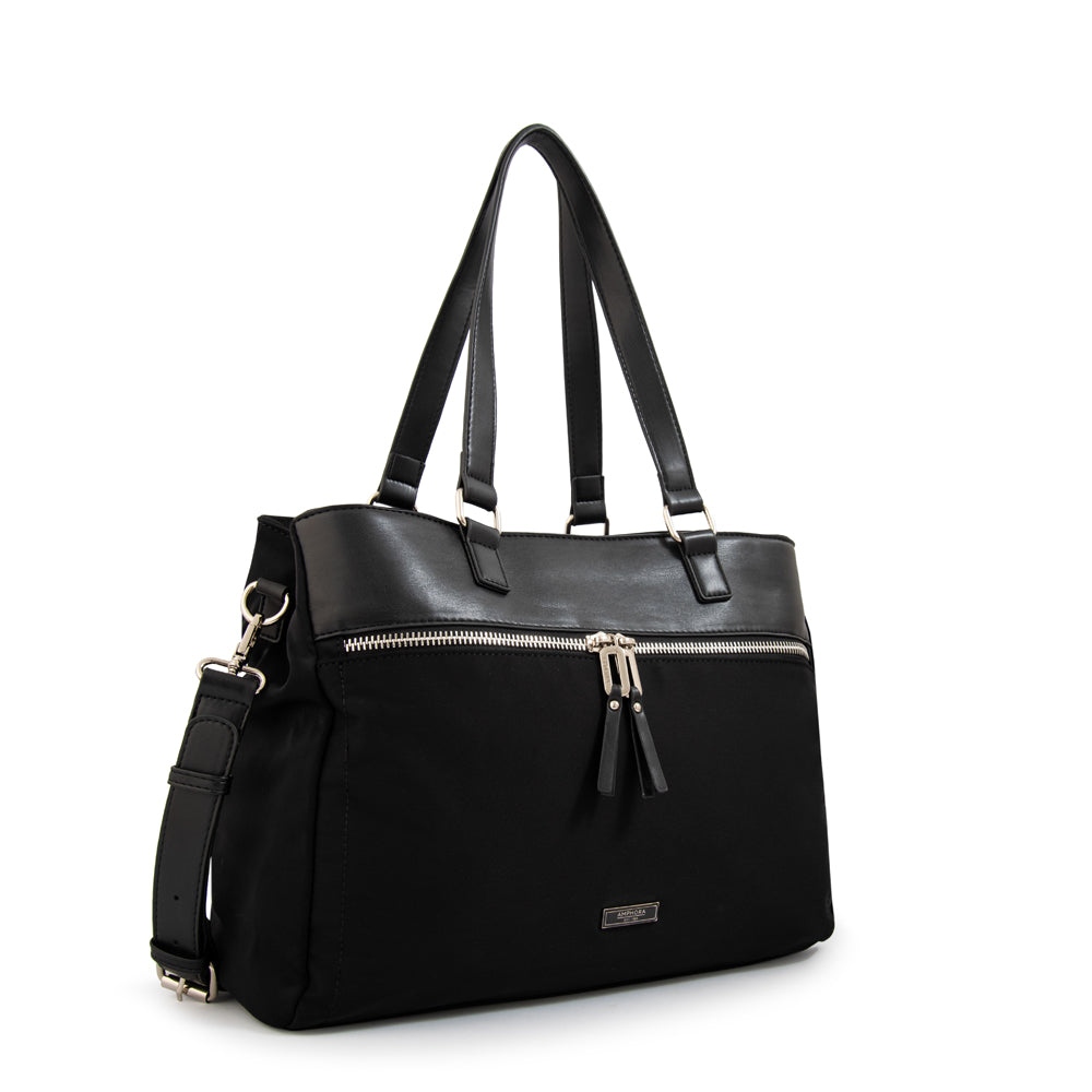 Cartera Tote Porta Notebook Benin Grande Negro