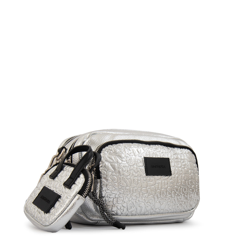 Cartera Bandolera Exotic Mediana Plateado