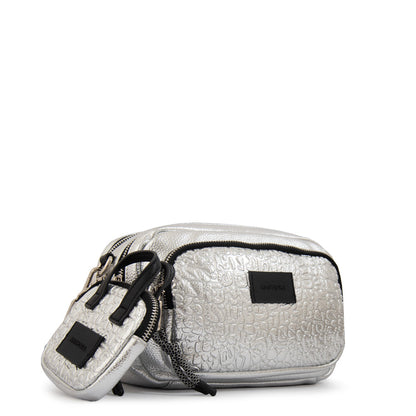 Cartera Bandolera Exotic Mediana Plateado